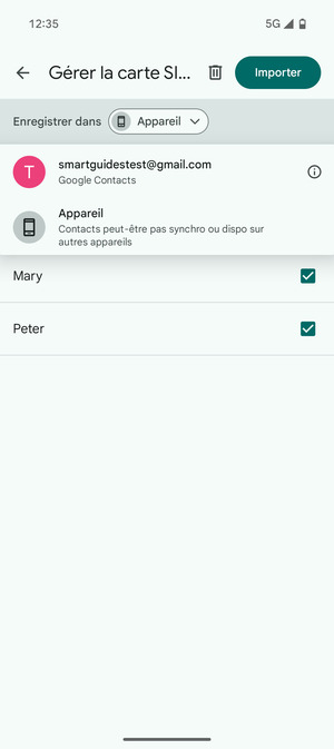 Sélectionnez votre compte Google