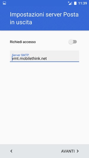 Disattiva Richiedi accesso e seleziona AVANTI