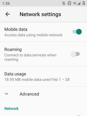 To change network if network problems occur, select Advanced