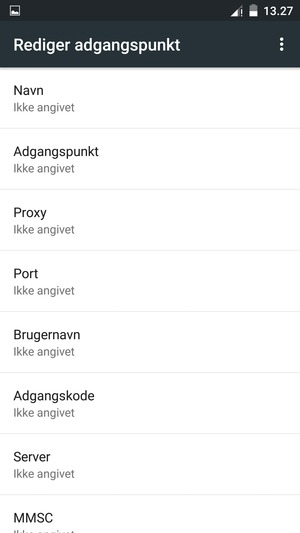 Indtast internet-oplysninger