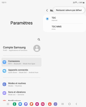 Sélectionnez Restaurer valeurs par défaut