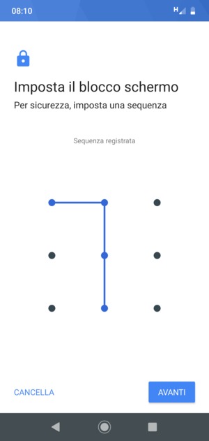 Disegna una sequenza di sblocco e seleziona AVANTI
