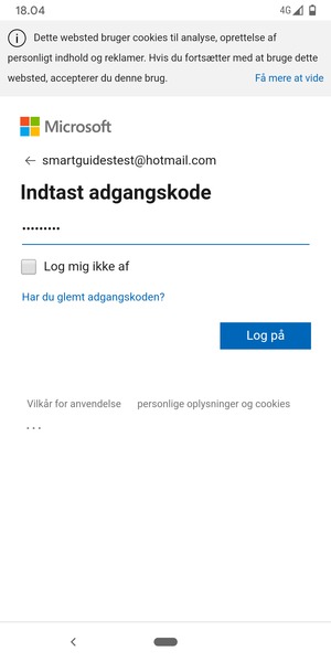 Indtast din adgangskode og vælg Log på