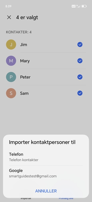 Vælg din Google konto