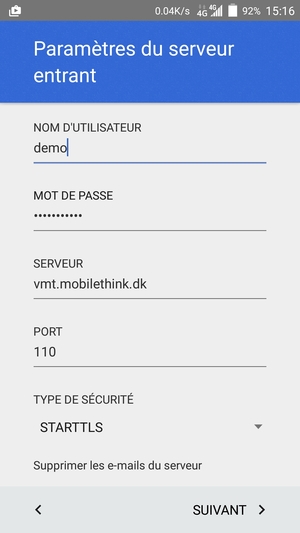 Sélectionnez TYPE DE SÉCURITÉ