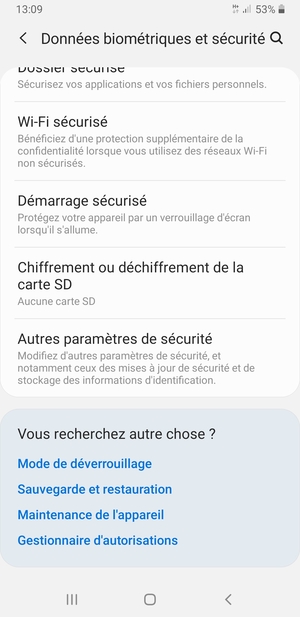 Faites défiler et sélectionnez Autres paramètres de sécurité