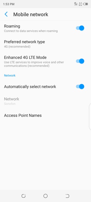 Select Preferred network type
