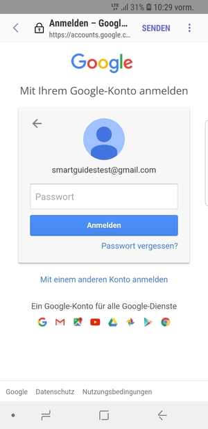 Geben Sie Ihre Gmail Passwort ein und wählen Sie Anmelden