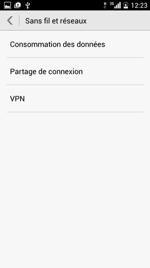 Sélectionnez Partage de connexion