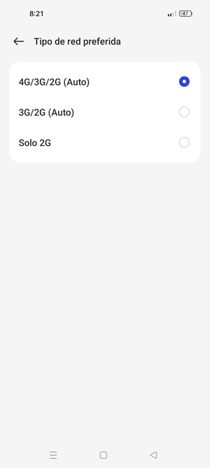 Seleccione la opción deseada