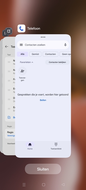 Selecteer Sluiten om alle actieve apps te sluiten