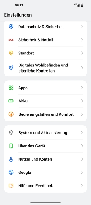 Scrollen Sie und wählen Sie   System und Aktualisierung