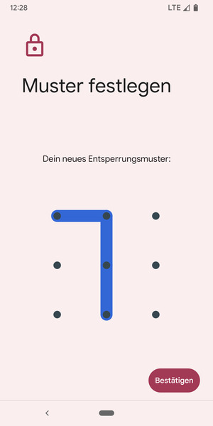 Zeichnen Sie das Entsperrmuster erneut und wählen Sie Bestätigen