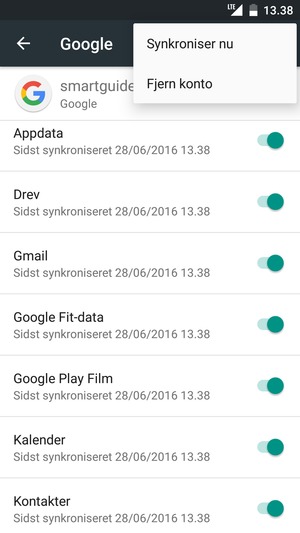 Vælg Synkroniser nu