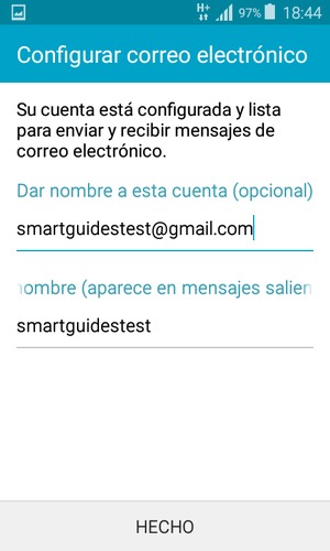 Déle a su cuenta un nombre y escriba su nombre. Seleccione HECHO