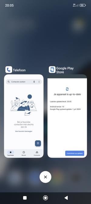 Selecteer het Verwijderen-pictogram om alle actieve apps te sluiten