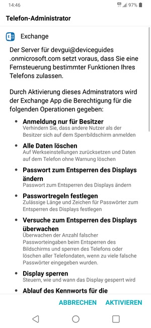 Wählen Sie AKTIVIEREN