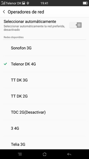 Seleccione un operador de red de la lista