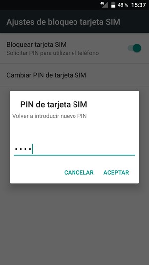 Confirme su nuevo PIN y seleccione ACEPTAR
