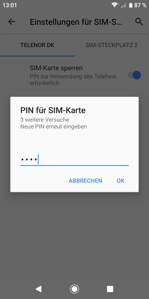 Bestätigen Sie Ihre neue PIN der SIM-Karte und wählen Sie OK