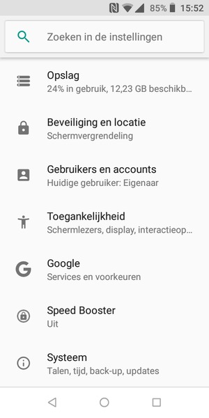 Scroll naar en selecteer Beveiliging en locatie