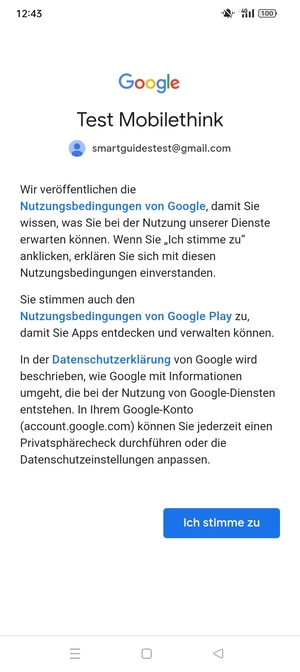 Wählen Sie Ich stimme zu