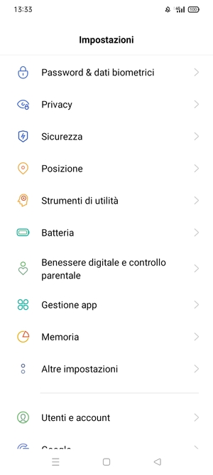 Per cambiare il PIN della scheda SIM, torna al menu Impostazioni e seleziona Sizurezza