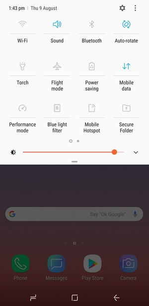 Select the v button