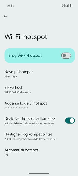Vælg Adgangskode til hotspot