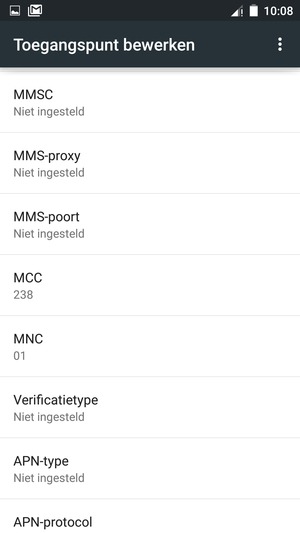 Scroll naar beneden en voer internetgegevens in