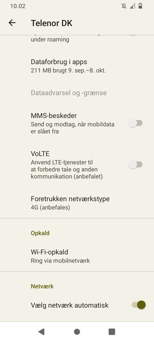 Slå Vælg netværk automatisk fra