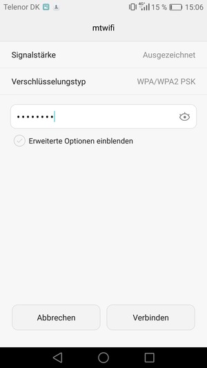 Geben Sie das WLAN-Passwort ein und wählen Sie Verbinden