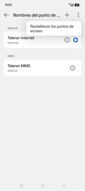 Seleccione Restablecer los puntos de acceso
