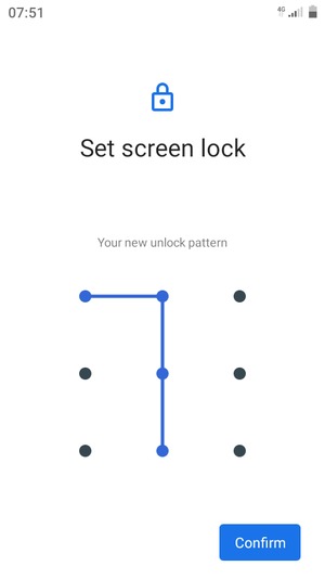 Draw the unlock pattern again and select Confirm