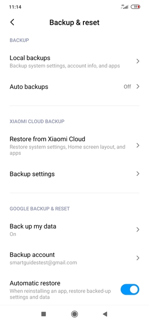 Select Backup account