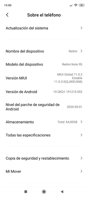 Seleccione Copia de seguridad y restablecimiento
