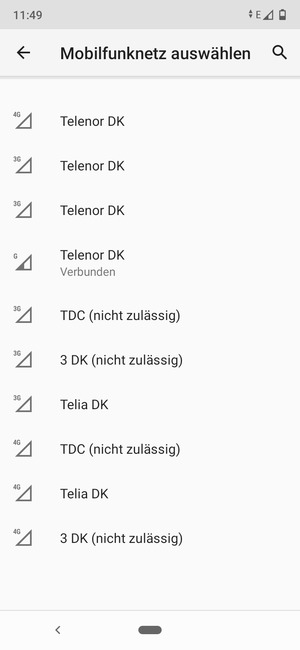 Wählen Sie einen Netzbetreiber von der Liste