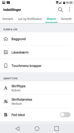 Vælg Skærm og Låseskærm