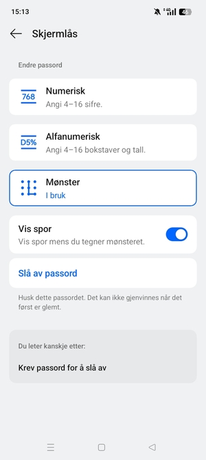 Telefonen din er nå sikret med en skjermlås