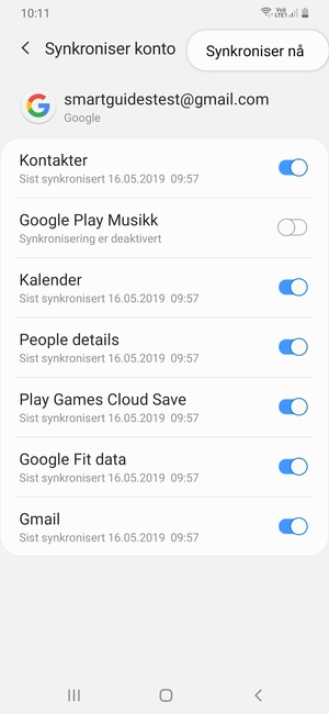 Velg Synkroniser nå