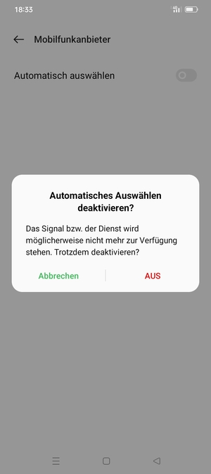 Wählen Sie AUS