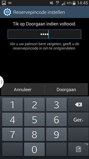 Voer een Reservepincode in en selecteer Doorgaan