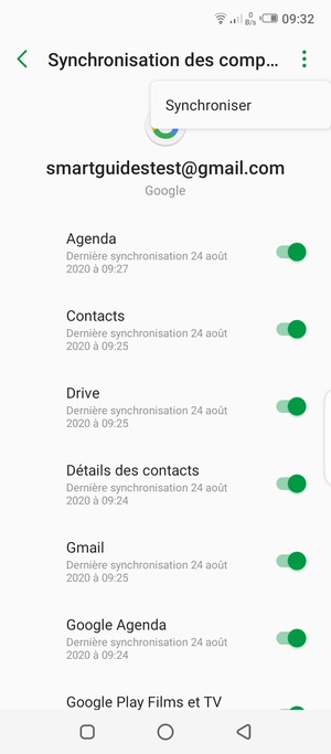 Sélectionnez Synchroniser