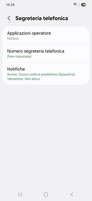 Seleziona Numero segreteria telefonica