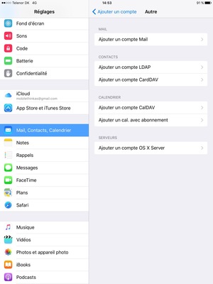 Sélectionnez Ajouter un compte Mail