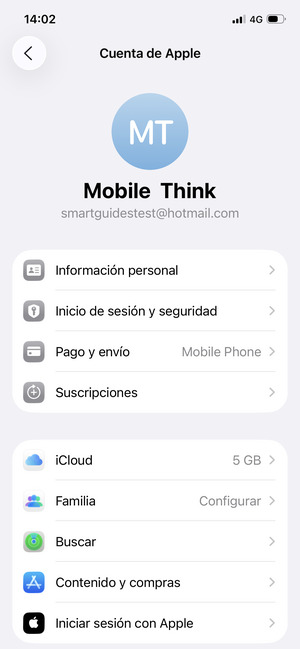 Seleccione iCloud