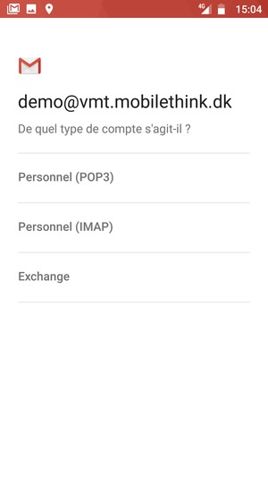 Sélectionnez Personnel (POP3) ou Personnel (IMAP)