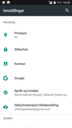 Bla til og velg Sikkerhet