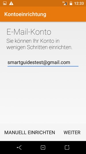 Geben Sie Ihre Gmail oder Hotmail Adresse ein und wählen Sie WEITER