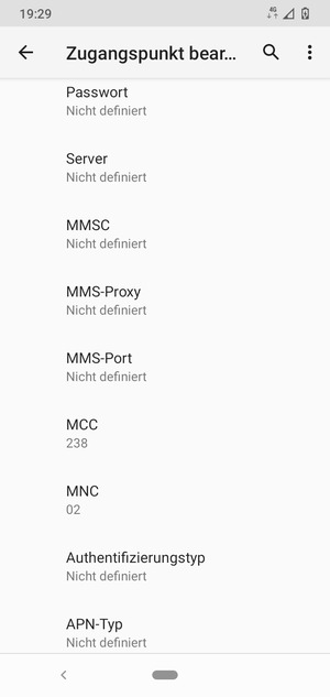 Scrollen Sie nach unten und geben Sie MMS-Informationen ein